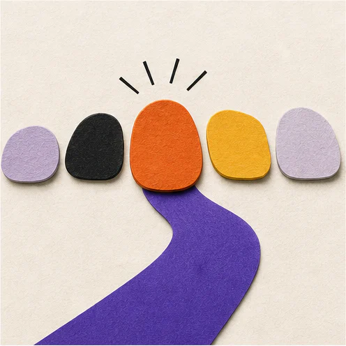 One mandarin step is selected on a violet path