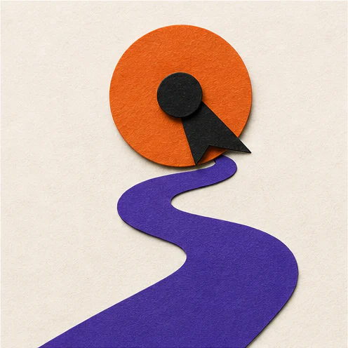A violet path reaches a mandarin destination