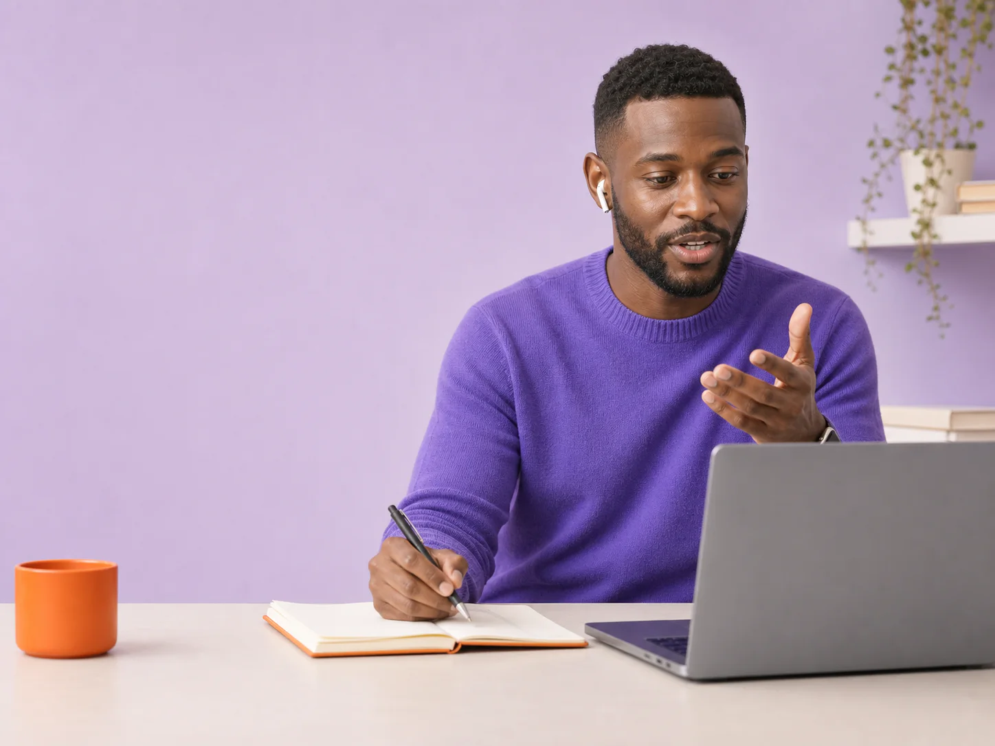 Professional practising speaking during a remote conversation